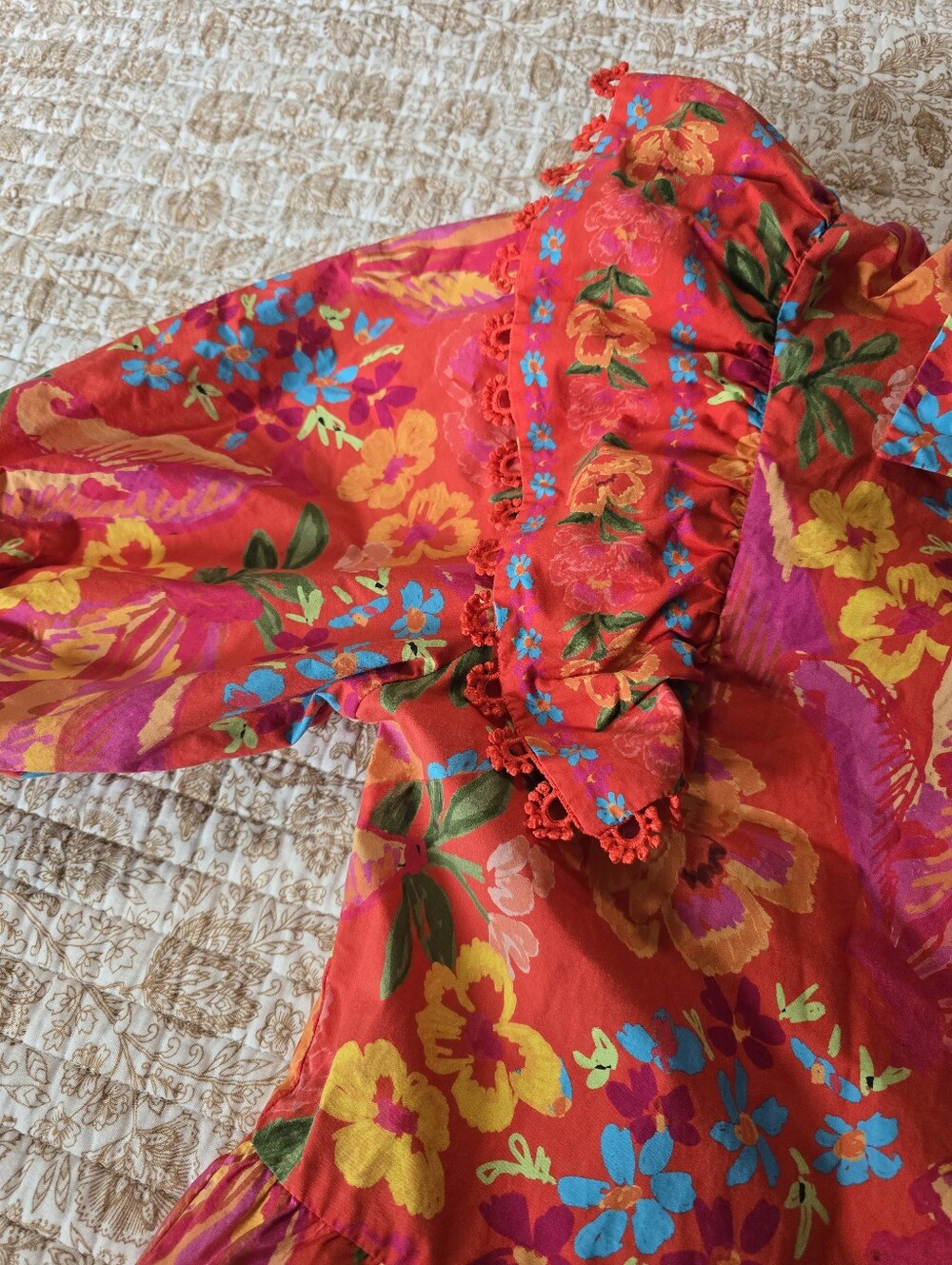 Farm Rio Red Spring Bananas Midi Dress, XL - Picture 3 of 8